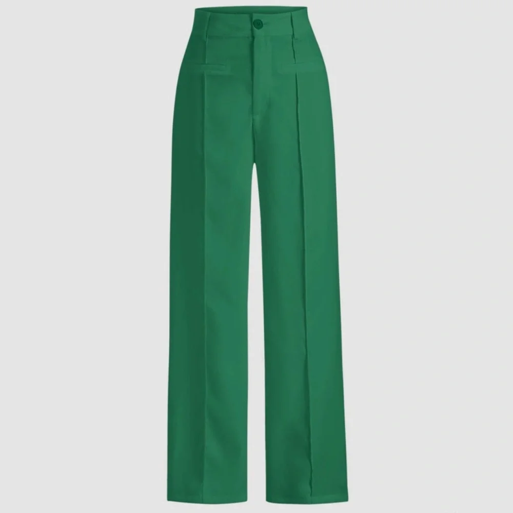 Elegant Green Strait Leg Trouser - Picture 1 of 6
